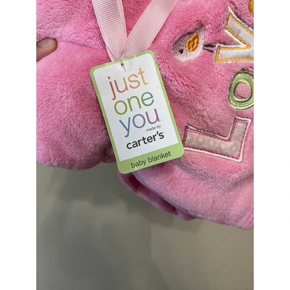 Just One You By‎ Carters Pink Baby Blanket Love With A Bird 30x40